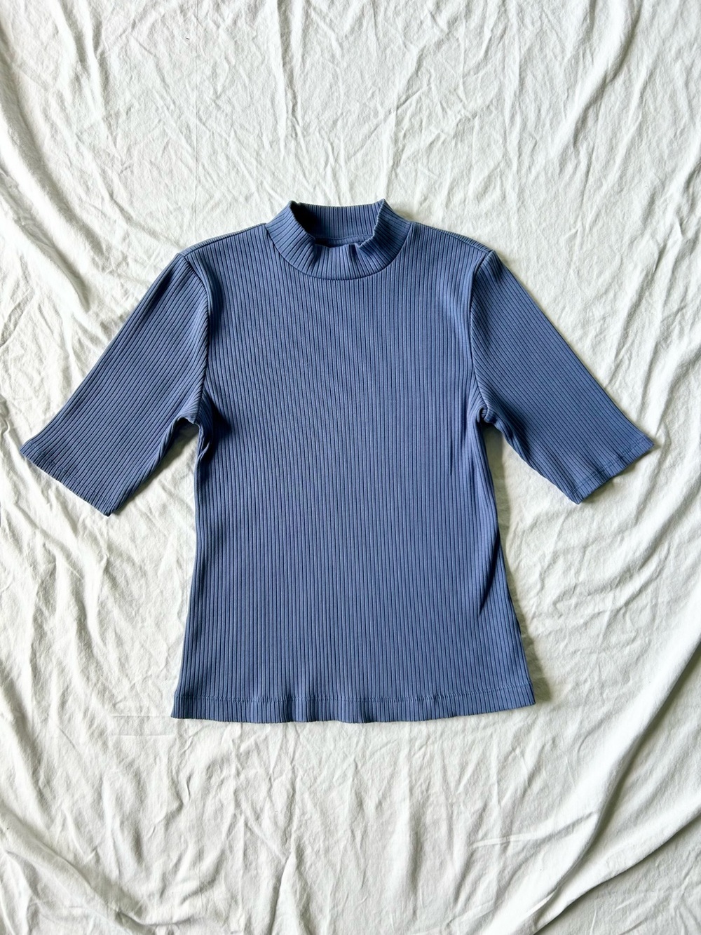 Old Navy Elbow Sleeve Ribbed Mockneck Shirt in Folklore